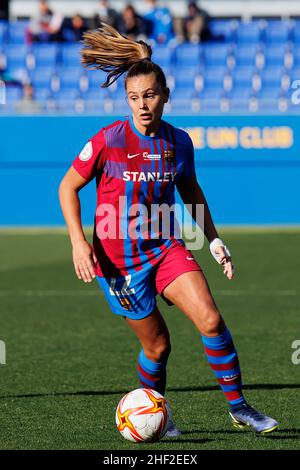 BARCELONA - DEZ 18: Lieke Martens in Aktion beim Primera Division Femenina-Spiel zwischen dem FC Barcelona und Rayo Vallecano bei der Johan Cruyff Sta Stockfoto