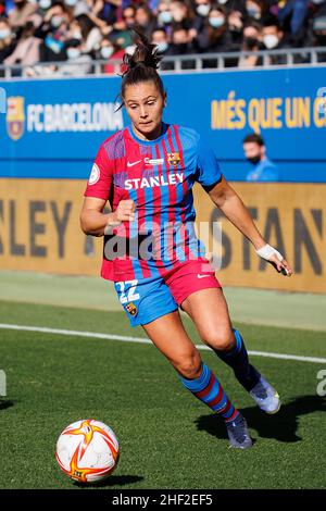 BARCELONA - DEZ 18: Lieke Martens in Aktion beim Primera Division Femenina-Spiel zwischen dem FC Barcelona und Rayo Vallecano bei der Johan Cruyff Sta Stockfoto