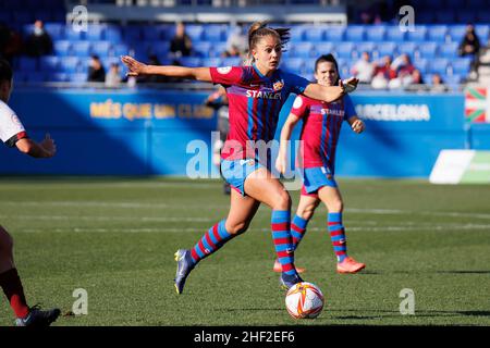 BARCELONA - DEZ 18: Lieke Martens in Aktion beim Primera Division Femenina-Spiel zwischen dem FC Barcelona und Rayo Vallecano bei der Johan Cruyff Sta Stockfoto