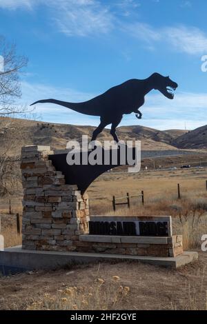 Morrison, Colorado - die Nähe zum Dinosaur Ridge. Besucher können Hunderte von Dinosaurierspuren entlang des Bergrückens sehen, westlich von Denver. Der Track Stockfoto