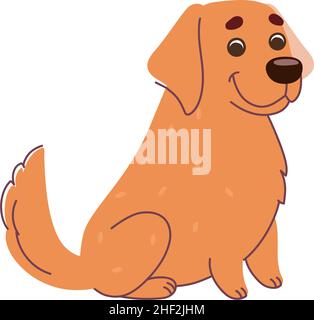 Labrador Hund, Golden Retriever. Der Hund sitzt. Vektorgrafik in flachem Stil isoliert auf weißem Hintergrund. Stock Vektor