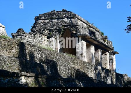 Der Palast (El Palacio), archäologische Stätte Palenque, Bundesstaat Chiapas, Mexiko, Nordamerika, UNESCO-Weltkulturerbe Stockfoto