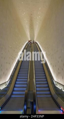 Rolltreppe zur Plaza in der Elbphilharmonie Stockfoto