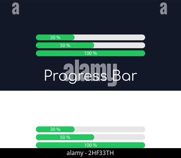 Fortschrittsbalken, App-Downloads, Datei-Downloads. Mit den Prozentsätzen der Belastung angezeigt. Benutzeroberfläche für die Website und die Anwendung. Vektor Stock Vektor