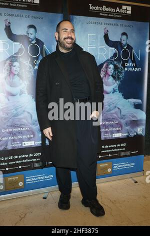 Madrid, Spanien. 13th Januar 2022. Alberto Velasco nimmt an der Premiere von „El Perdon“ im Theater Bellas Artes in Madrid Teil. Kredit: SOPA Images Limited/Alamy Live Nachrichten Stockfoto