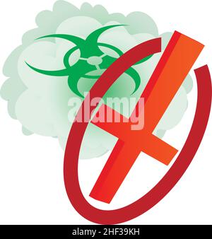 Isometrischer Vektor des Symbols für nukleare Verschmutzung. Radioaktive Wolke und gekreuzte Zeichen. Strahlenkontamination stoppen, chemische Waffe stoppen Stock Vektor