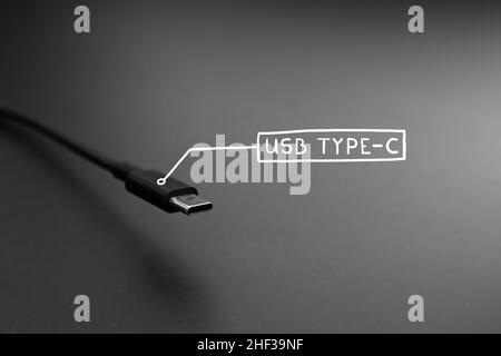 Verbindungskabel usb-Kabel Typ C. Beliebter technologischer Standard Stockfoto