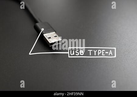 Verbindungskabel usb-Kabel Typ A. Beliebter technologischer Standard Stockfoto