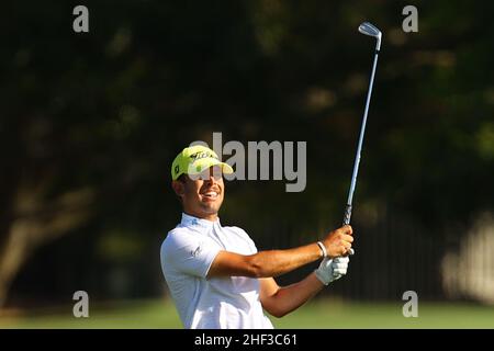 Brisbane, Australien. 08th Januar 2022. Karis Davidson Putts in Brisbane, Australien am 1/8/2022. (Foto von Patrick Hoelscher/News Images/Sipa USA) Quelle: SIPA USA/Alamy Live News Stockfoto