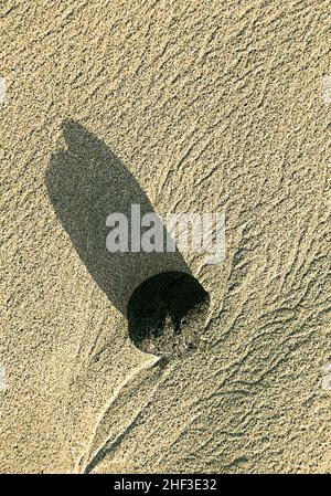 Muster-Typ Textur am Sandstrand bei Ebbe-Zeit Stockfoto