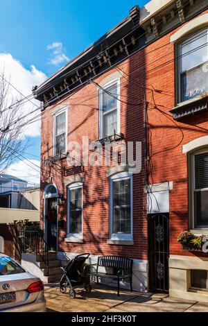 Brick rowhouse, Fairmount Abschnitt; Philadelphia, Pennsylvania, USA Stockfoto