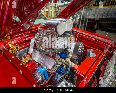 American Hot Rodded V8 Motor im Tallahassee Automobilmuseum in Tallahassee Florida USA Stockfoto