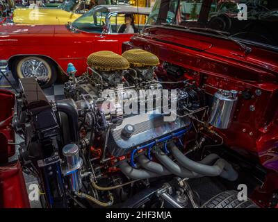 American Hot Rodded V8 Motor im Tallahassee Automobilmuseum in Tallahassee Florida USA Stockfoto