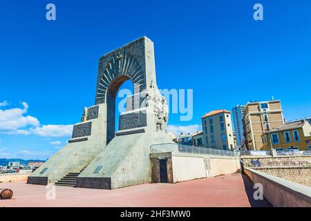 Das Monument Aux Mort in Marseille, Frankreich. Diese am 24. April 1927 eröffnet. Stockfoto