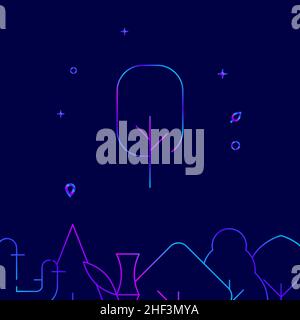 Abgerundetes Rechteck Baum Gradient Linie Vektor-Symbol, einfache Illustration auf einem dunkelblauen Hintergrund, Wald, Garten bezogen unteren Rand. Stock Vektor