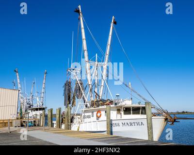 Garnelenbootdock im Apalachicola River in Apalachicola im Panhandle-Gebiet von Florida USA Stockfoto