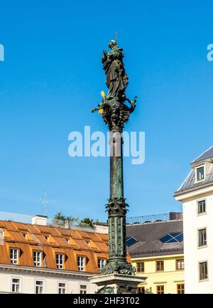 Mariensäule Am Hof in Wien unter blauem Himmel Stockfoto