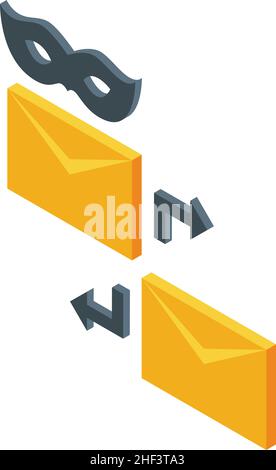Isometrischer Vektor für das Symbol für die Privatsphäre von E-Mails. Dateninformationen. Geschäftsrechtliches Recht Stock Vektor