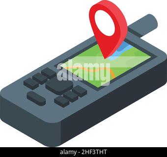 Familien-gps-Standortsymbol isometrischer Vektor. Ausfluglager. Sommerjunge Stock Vektor