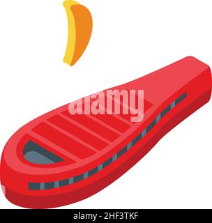 Isometrisches Symbol für Schlafsack. Abenteuerausflug. Camp Sommer Stock Vektor