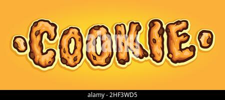 Cookie Biscuit Typeface Custom Hand Drawn Vektor Illustrationen für Ihre Arbeit Logo, Maskottchen Merchandise T-Shirt, Aufkleber und Label Designs, Poster Stock Vektor