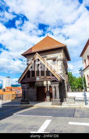 Ein Teil der ursprünglichen Zugbrücke Turm, das Schloss in Bad Homburg, in der Nähe von Frankfurt Stockfoto