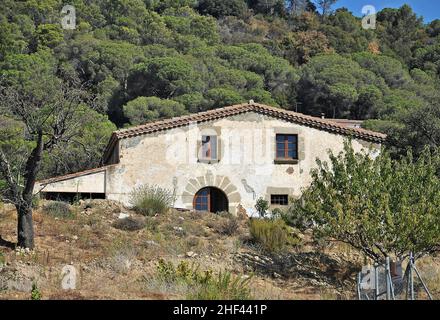 Bauernhaus von Can Macia in Orrius der Maresme Region Provinz Barcelona, Katalonien, Spanien Stockfoto