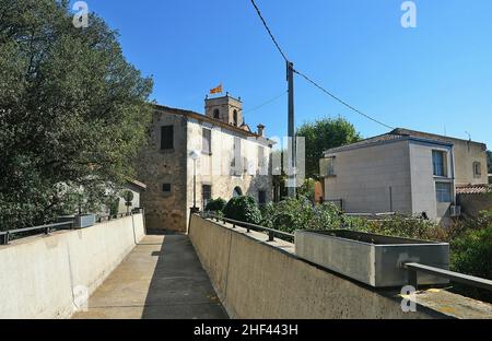 Pfarrhaus von Can Macia in Orrius der Region Maresme Provinz Barcelona, Katalonien, Spanien Stockfoto