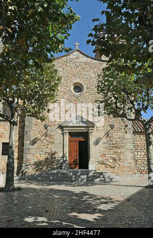 Kirche von Sant Andreu in Orrius der Region Maresme Provinz Barcelona, Katalonien, Spanien Stockfoto