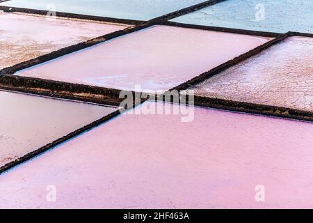 Detail von Salz Becken in Salinas de Janubio Lanzarote Stockfoto