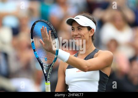 Aktenfoto vom 22-06-2017 der spanischen Garbine Muguruza. Die Spanierin ist zurück auf ihre Bestform, nachdem die ehemalige Weltnummer 1 30 aus den Top 2019 herausgerutscht ist. Ausgabedatum: Freitag, 14. Januar 2022. Stockfoto