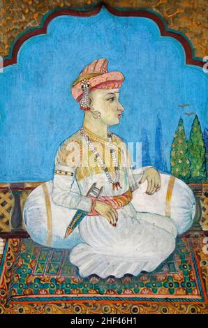 Shrimant Vishwasrao Peshwa, ältester Sohn des dritten Peshwa aus der Familie Bhat und achter Peshwa aus dem Maratha-Imperium, an der Innenwand des Stockfoto