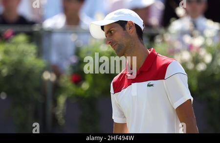 Aktenfoto vom 23-06-2018 des serbischen Novak Djokovic. Der australische Einwanderungsminister Alex Hawke hat das Visum von Novak Djokovic „aus gesundheitlichen Gründen und aus Gründen guter Ordnung“ abgesagt. Ausgabedatum: Freitag, 14. Januar 2022. Stockfoto
