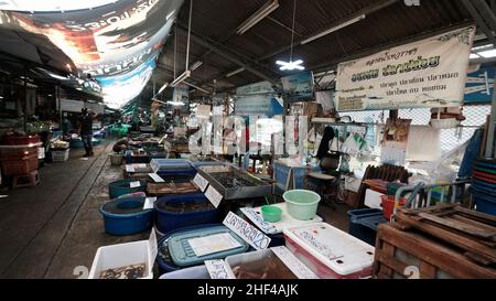 ThEWET BLUMENMARKT, Wat Sam Phraya, Phra Nakhon BANGKOK, THAILAND Stockfoto