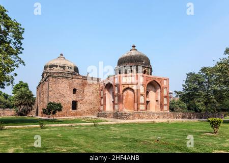 Indien, Delhi, Humayun's Grabmal, gebaut von hamida Banu begonnen in 1565-72 N.CHR. das früheste Beispiel der persischen Einfluss in indischen Architektur Stockfoto