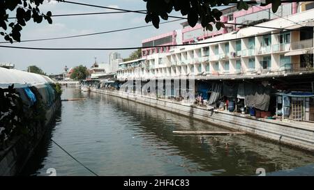 ThEWET BLUMENMARKT, Wat Sam Phraya, Phra Nakhon BANGKOK, THAILAND Stockfoto