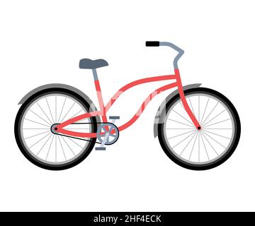 Retro-Citybike. Umweltfreundlicher Transport. Vektorgrafik in flacher Form auf weißem, isoliertem Hintergrund. Stock Vektor