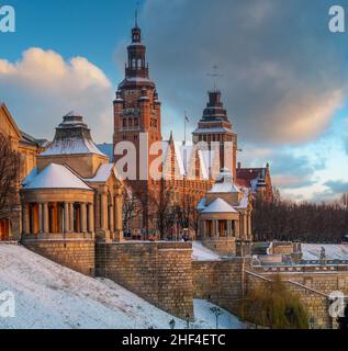 Haken Terrasse in Stettin an einem Wintermorgen Stockfoto