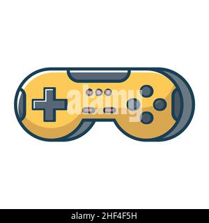 Gelbes Joystick-Symbol für das Spiel. Joypad für Konsolen-, pc- und Videospiele. Vektorgrafik im flachen Linienstil. Stock Vektor