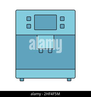 Symbol für die Kaffeemaschine für Cappuccino, Latte, Espresso. Vektordarstellung in flacher Linienform auf weißem, isoliertem Hintergrund. Stock Vektor