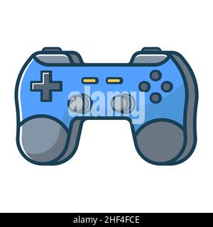 Blaues Joystick-Symbol für das Spiel. Joypad für Konsolen-, pc- und Videospiele. Vektorgrafik im flachen Linienstil. Stock Vektor