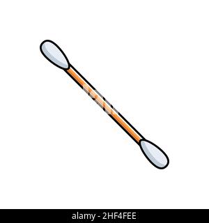 Symbol für Wattestäbchen im Ohr. Hygieneprodukt. Vektordarstellung auf weißem, isoliertem Hintergrund in flacher Linienform. Stock Vektor
