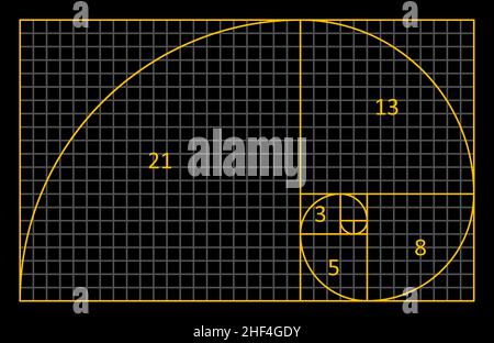 Goldverhältnis Fibonacci. Stock Vektor