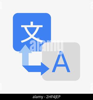 Übersetzer-Symbol, Logo. Zwei Quadrate und Pfeil Stock Vektor