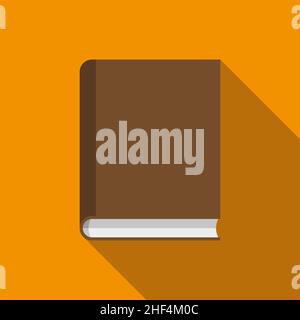 Flaches Design-Buch auf orangefarbenem Hintergrund mit Schatten Stock Vektor