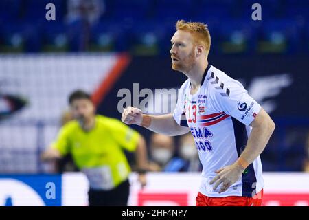 Košice, Slowakei 20220113. Erik Thorsteinsen Toft beim Handballspiel zwischen Norwegen und der Slowakei bei Steel Aréna während der Europameisterschaft 2022 in der Slowakei und Ungarn. Foto: Annika Byrde / NTB Stockfoto