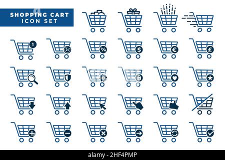 Warenkorb-Symbol-Set. Shopping Trolley Icon Design Kollektion. Vektor und Illustration. Stock Vektor