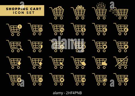 Warenkorb-Symbol-Set. Shopping Trolley Icon Design Kollektion. Vektor und Illustration. Stock Vektor