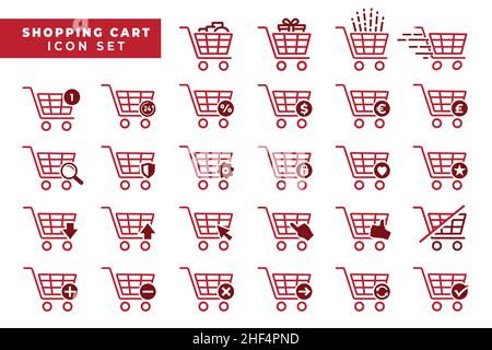 Warenkorb-Symbol-Set. Shopping Trolley Icon Design Kollektion. Vektor und Illustration. Stock Vektor