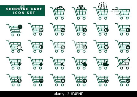 Warenkorb-Symbol-Set. Shopping Trolley Icon Design Kollektion. Vektor und Illustration. Stock Vektor